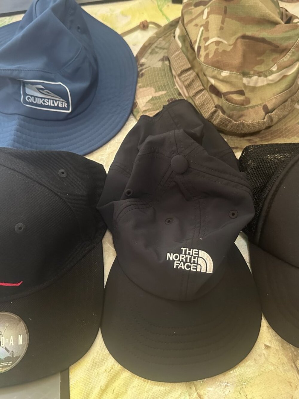 Lot of 5 Kid's Youth Hats Quicksilver Northface Air Jordan Camo Shaka Hawaii